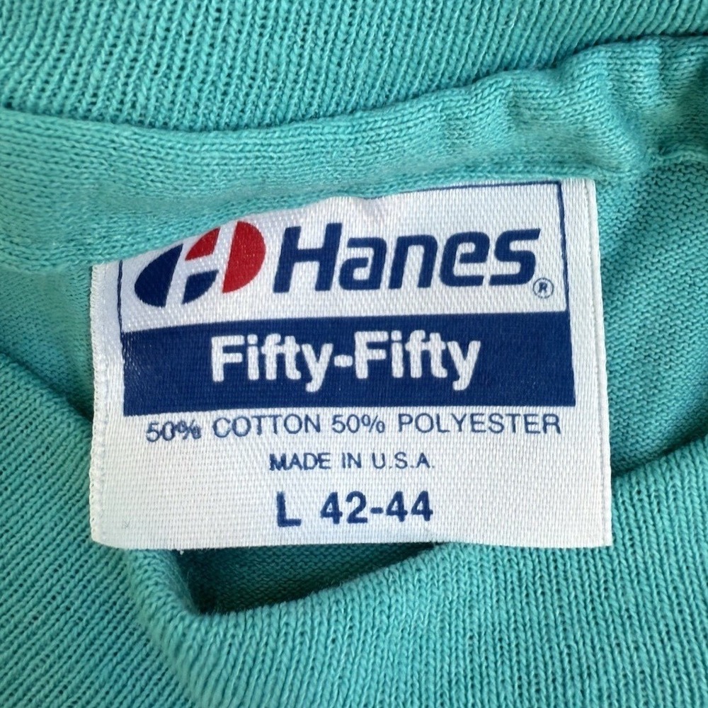 Hanes T-Shirt Mens L Blue Vintage Sanibel Island The Bait Box Snook‎ Fish USA - Picture 5 of 9